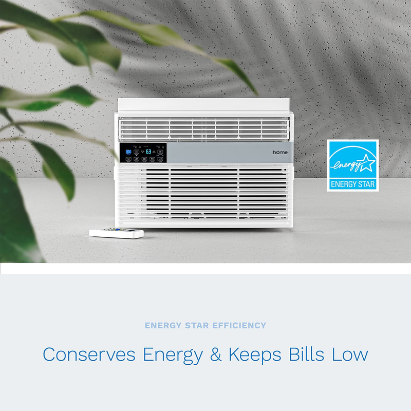 hOmelabs 8,000 BTU Window Air Conditioner with Smart Control – Low Noise AC Unit with Eco Mode, LED Control Panel, Remote Control, and 24 hr Timer