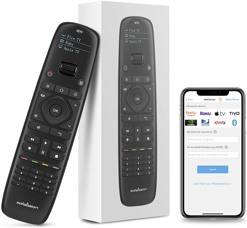 Updated SofaBaton U1 Universal Remote with OLED Display and Smartphone APP, All in One Universal Remote Control for up to 15 Entertainment Devices, Compatible with Smart TVs/DVD/STB/Projector so on