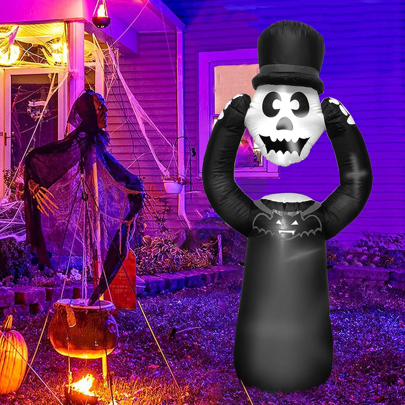 Halloween Party Decorations Outdoor Inflatables Pumpkin - 4 Ft Green Eyes, Halloween Blow Up Yard Decor with LED Lights, Halloween Party Favors, Outside, Garden, Lawn Decorations Home & Garden > Decor > Seasonal & Holiday Decorations OuToorDoor black-ghost  