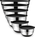 Mixing Bowls with Airtight Lids, 6 piece Stainless Steel Metal Bowls by Umite Chef, Colorful Non-Slip Bottoms Size 7, 3.5, 2.5, 2.0,1.5, 1QT, Great for Mixing & Serving Home & Garden > Kitchen & Dining > Cookware & Bakeware Umite Chef Black  