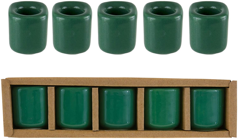Mega Candles 5 pcs Black Ceramic Chime Ritual Spell Candle Holders, Great for Casting Chimes, Rituals, Spells, Vigil, Witchcraft, Wiccan Supplies & More Home & Garden > Decor > Home Fragrance Accessories > Candle Holders Mega Candles Green  