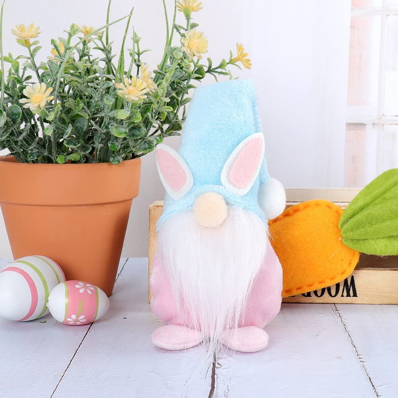 OVEELER Easter Gnomes Plush Handmade Bunny Gnomes with Floppy Hat Swedish Tomte Scandinavian Elf Spring Decorations Ornaments Set of 4 Home & Garden > Decor > Seasonal & Holiday Decorations OVEELER   