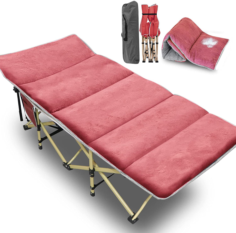 Slsy Folding Camping Cot, Folding Cot Camping Cot for Adults Portable Folding Outdoor Cot with Carry Bags for Outdoor Travel Camp Beach Vacation Sporting Goods > Outdoor Recreation > Camping & Hiking > Camp Furniture Slsy Orangish Red W/ Pad 75" x 26" 
