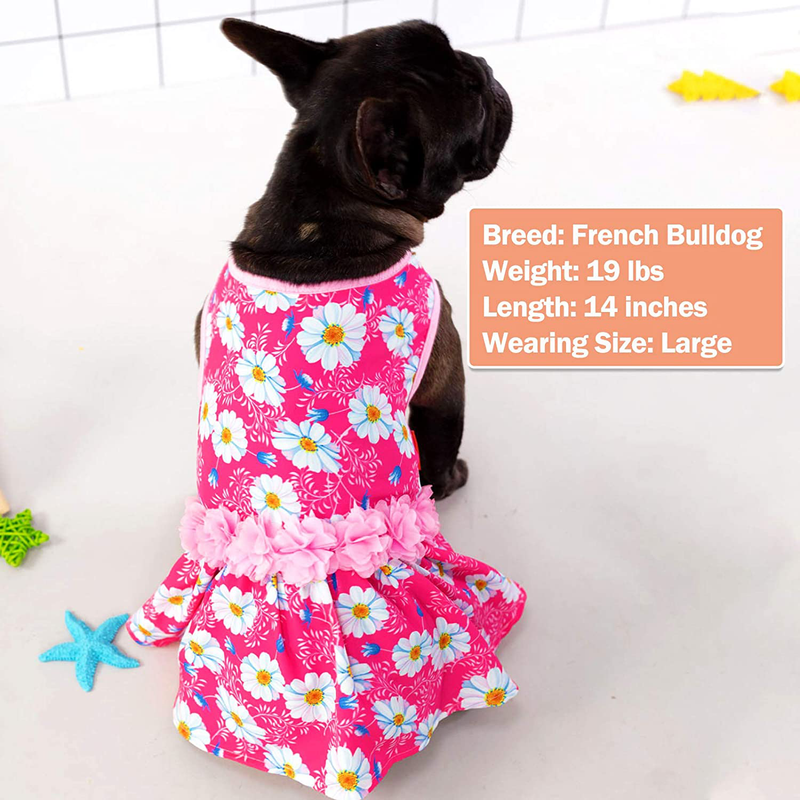 KYEESE Dogs Dresses Daisy Eelgant Princess Doggie Dress for Small Dogs with Flowers Decor Spring Summer