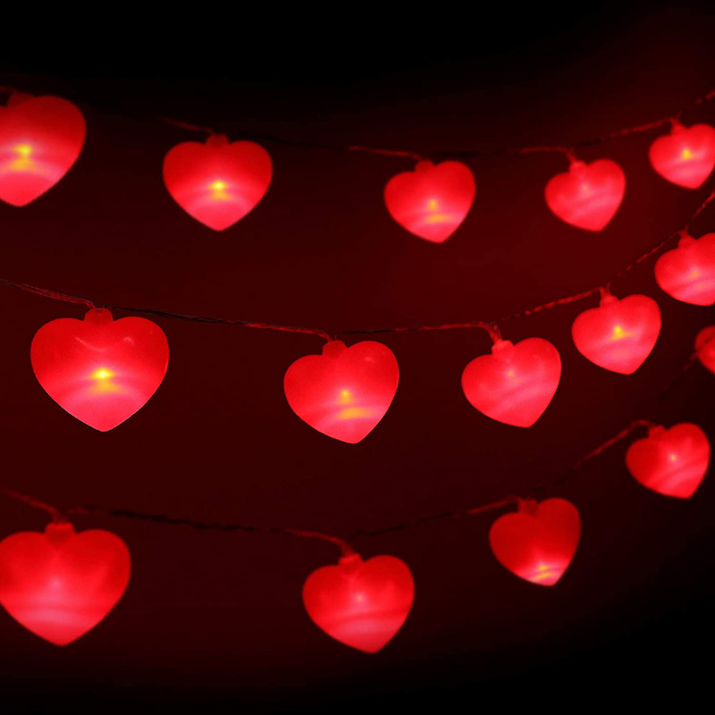 Mudder Valentine Heart String Light 10 Feet 20 LED Heart Fairy String Light Battery Operated Romantic Decoration for Wedding, Anniversary, Birthday, Home, Classroom Party (Red Heart,Plastic)