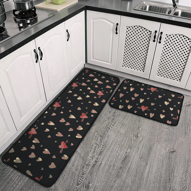 Fuoxowk Valentines Day Kitchen Rug Set,Happy Valentine'S Day Heart Love Pattern Runner Rugs with Rubber Backing,Throw Rugs Washable for Kitchen Sink,Laundry Room,Standing Desk,Cute Pink Red Heart Home & Garden > Decor > Seasonal & Holiday Decorations Fuoxowk   