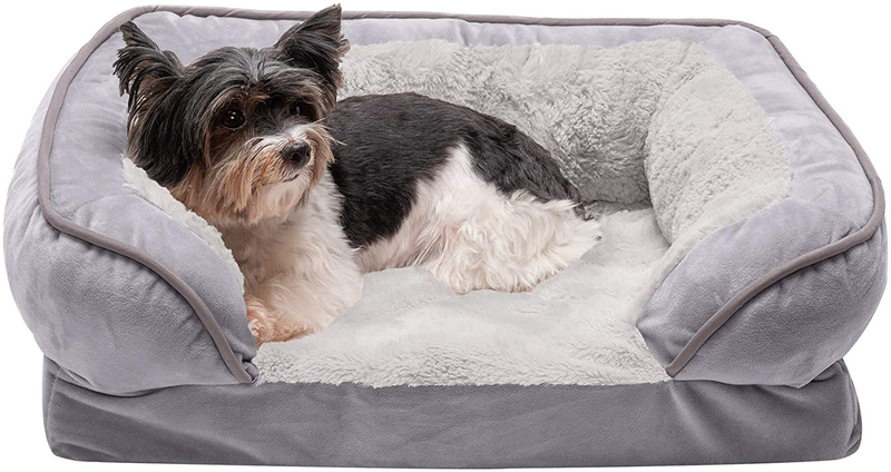 Furhaven Orthopedic, Cooling Gel, and Memory Foam Pet Beds for Small, Medium, and Large Dogs and Cats - Luxe Perfect Comfort Sofa Dog Bed, Performance Linen Sofa Dog Bed, and More Animals & Pet Supplies > Pet Supplies > Dog Supplies > Dog Beds Furhaven Velvet Waves Granite Gray Sofa Bed (Cooling Gel Foam) Small (Pack of 1)