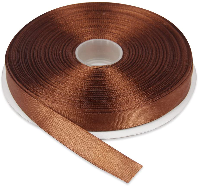 Topenca Supplies 3/8 Inches x 50 Yards Double Face Solid Satin Ribbon Roll, White Arts & Entertainment > Hobbies & Creative Arts > Arts & Crafts > Art & Crafting Materials > Embellishments & Trims > Ribbons & Trim Topenca Supplies Brown 1/2" x 50 yards 