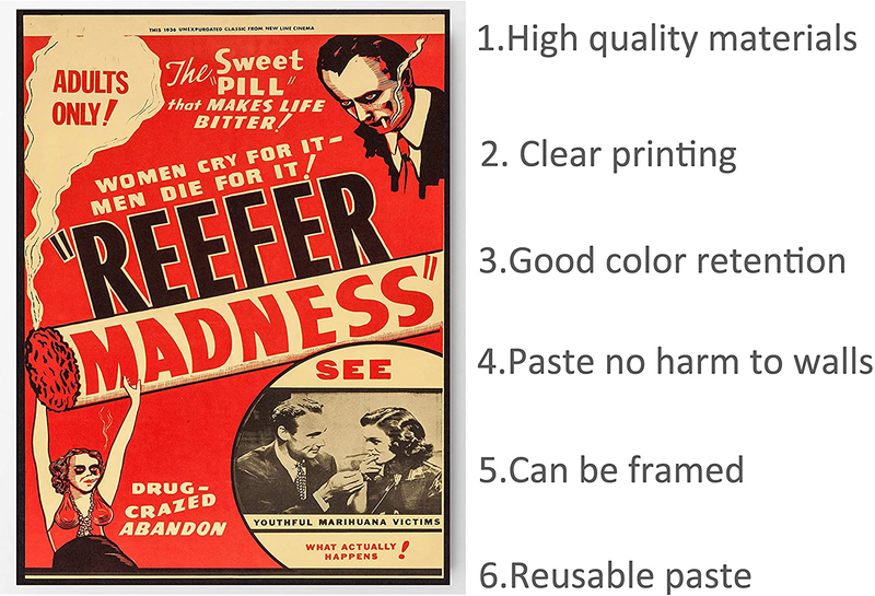 Reefer Madness Poster Standard Size | 18-Inches by 24-Inches | Reefer Madness Posters Wall Poster Print Home & Garden > Decor > Artwork > Posters, Prints, & Visual Artwork MeiMeiZ   