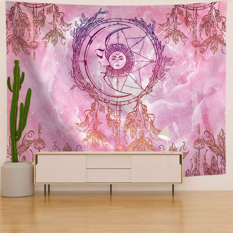 Maccyafst Dreamcatcher Tapestry Moon and Sun Tapestry Bohemian Mandala Tapestry Psychedelic Tapestry Wall Hanging for Home Decor(H59.1×W78.7 inches) Home & Garden > Decor > Artwork > Decorative Tapestries Maccyafst   