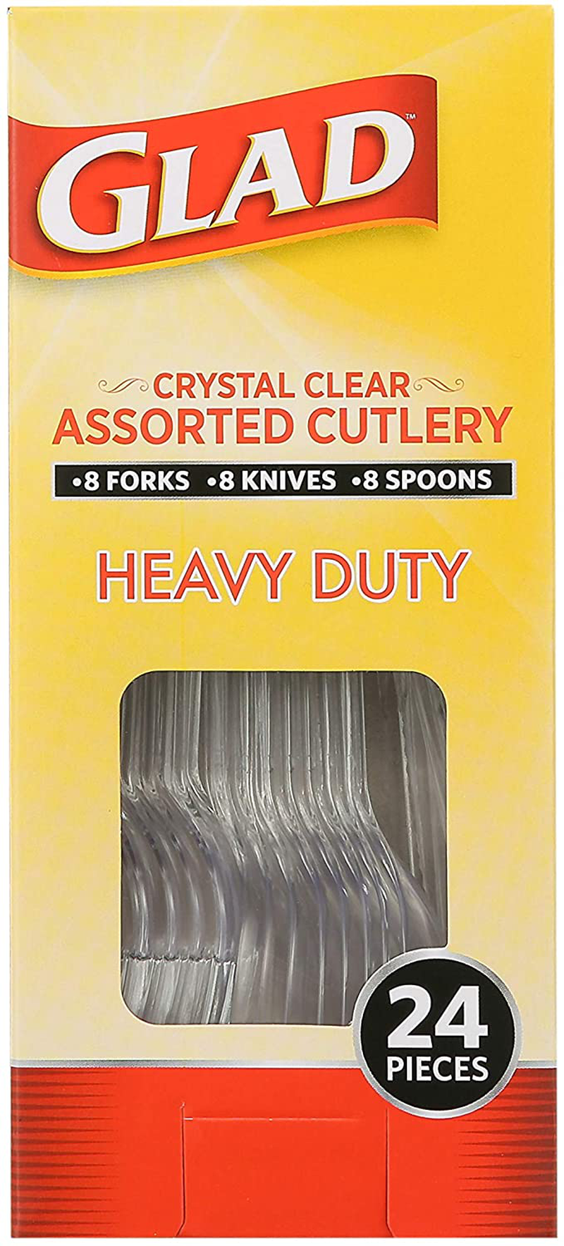 Glad Disposable Plastic Cutlery, Assorted Set | Clear Extra Heavy Duty forks, Knives, And Spoons | Disposable Party Utensils | 240 Piece Set of Durable and Sturdy Cutlery Home & Garden > Kitchen & Dining > Tableware > Flatware > Flatware Sets Glad 24 Pieces - Assorted  