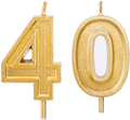 Qj-solar 2.76 inch Gold Number 40 Birthday Candles,40th Cake Topper for Birthday Decorations Home & Garden > Decor > Home Fragrances > Candles Qj-solar Gold  