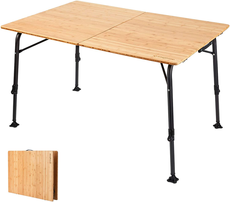 Kingcamp Bamboo Heavy Duty 176 Lbs Environmental Protection Oversize Anti-Uv Portable Folding Table, Picnic, Camping, Three Heights,4-6 People Sporting Goods > Outdoor Recreation > Camping & Hiking > Camp Furniture KingCamp Desktop 47.2''x31.5'',4-6person  