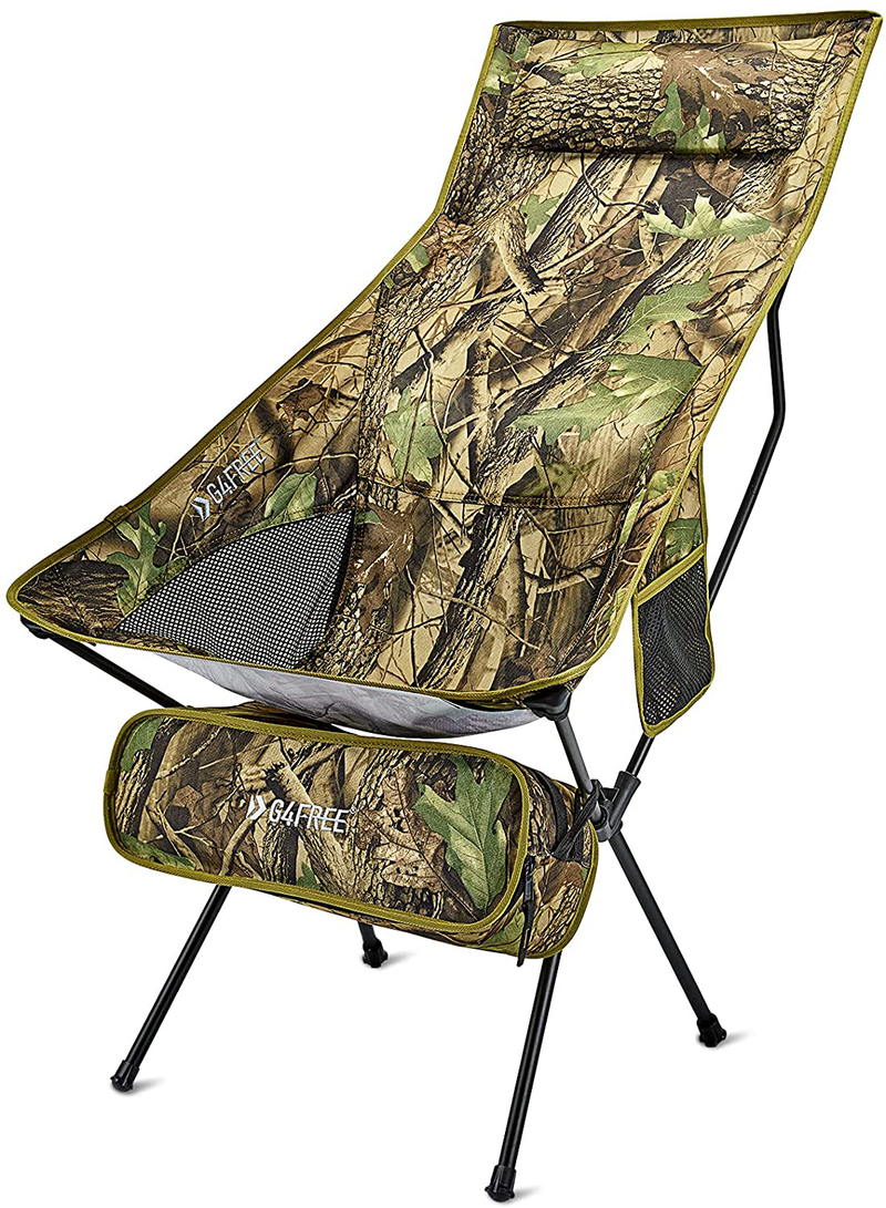 G4Free Lightweight Portable High Back Camping Chair, Folding Backpacking Camp Chairs Upgrade with Headrest & Pocket for Outdoor Travel Picnic Hiking Fishing Sporting Goods > Outdoor Recreation > Camping & Hiking > Camp Furniture G4Free Big Tree Camouflage  