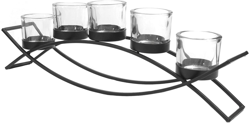 Seraphic Tealight Candle Holder for Home Decor Coffee, Kitchen, Dining Table Centerpieces, Black, Clear Chunky 5 Cups Home & Garden > Decor > Home Fragrance Accessories > Candle Holders Seraphic   