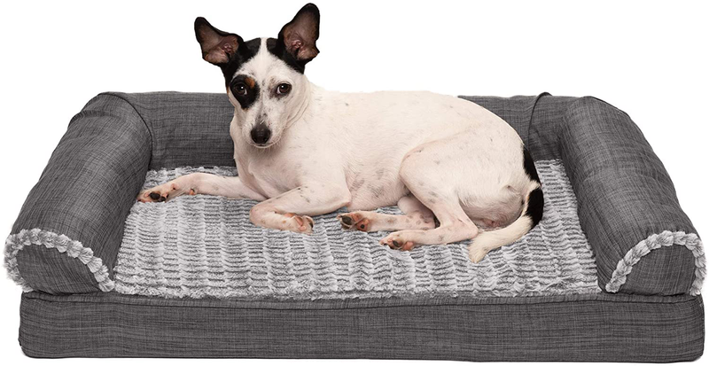 Furhaven Orthopedic, Cooling Gel, and Memory Foam Pet Beds for Small, Medium, and Large Dogs and Cats - Luxe Perfect Comfort Sofa Dog Bed, Performance Linen Sofa Dog Bed, and More Animals & Pet Supplies > Pet Supplies > Dog Supplies > Dog Beds Furhaven Faux Fur & Linen Charcoal Sofa Bed (Memory Foam) Medium (Pack of 1)