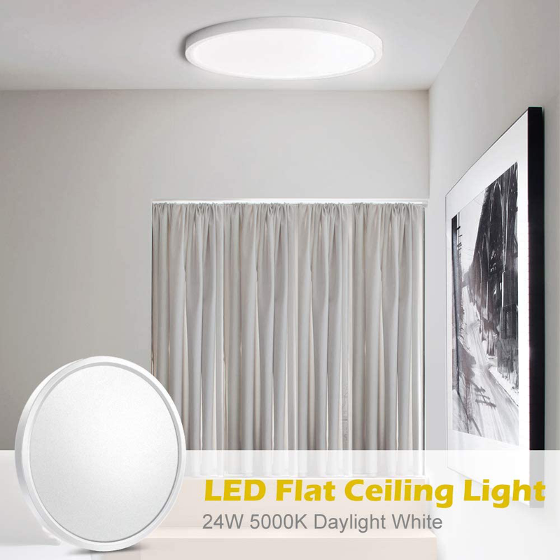 LED Flush Mount Ceiling Light Fixture, 5000K Daylight White, 3200LM, 12 Inch 24W, Flat Modern round Lighting Fixture, 240W Equivalent White Ceiling Lamp for Kitchens, Stairwells, Bedrooms.Etc. Home & Garden > Lighting > Lighting Fixtures > Ceiling Light Fixtures KOL DEALS   
