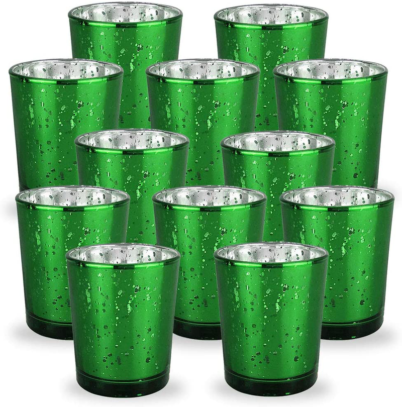 Just Artifacts 2.75-Inch Speckled Mercury Glass Votive Candle Holders (12pcs, Silver) Home & Garden > Decor > Home Fragrance Accessories > Candle Holders Just Artifacts Kelly Green  