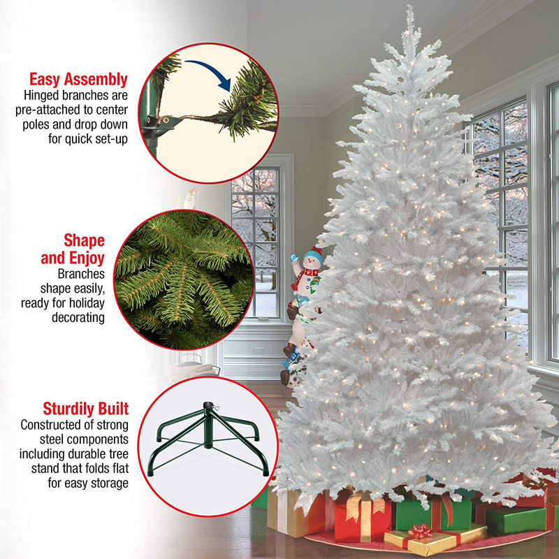 National Tree Company Pre-lit Artificial Christmas Tree | Includes Pre-strung White Lights and Stand | Dunhill White Fir- 7.5 ft (DUWH-75LO) Home & Garden > Decor > Seasonal & Holiday Decorations > Christmas Tree Stands National Tree   