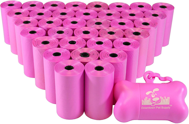 Downtown Pet Supply Dog Pet Waste Poop Bags with Leash Clip and Bag Dispenser - 180, 220, 500, 700, 880, 960, 2200 Bags Animals & Pet Supplies > Pet Supplies > Dog Supplies Downtown Pet Supply Pink 700 Bags 