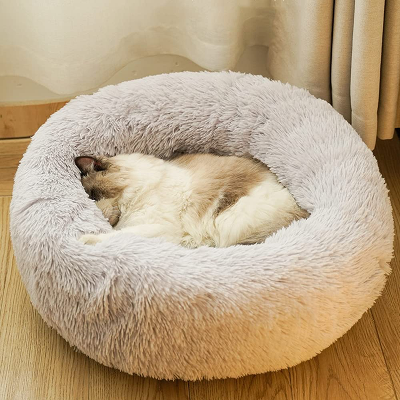 SHU UFANRO Dog Beds for Large Medium Small Dogs Round, Cat Cushion Bed, Calming Pet Beds Cozy Fur Donut Cuddler Improved Sleep, Washable, Non-Slip Bottom (XS/S/M/L) Animals & Pet Supplies > Pet Supplies > Dog Supplies > Dog Beds SHU UFANRO   