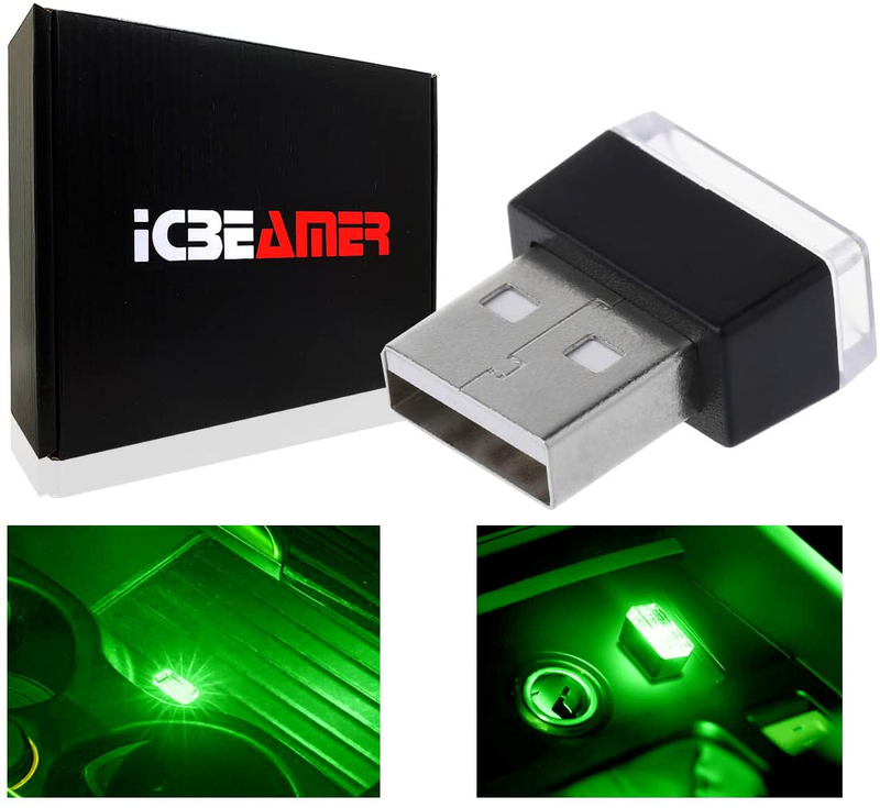 ICBEAMER Blue Color Universal USB Interface Plug-in Miniature Night Light LED Car Interior Trunk Ambient Atmosphere Vehicles & Parts > Vehicle Parts & Accessories > Motor Vehicle Parts > Motor Vehicle Interior Fittings ICBEAMER Green Mini size 