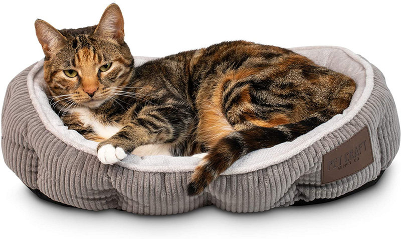 Pet Craft Supply Cat Bed for Indoor Cats - Kitten Bed - Machine Washable - Ultra Soft - Self Warming - Refillable Catnip Pouch Animals & Pet Supplies > Pet Supplies > Dog Supplies > Dog Beds Pet Craft Supply Grey  
