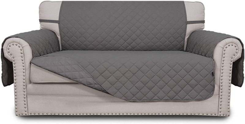 Easy-Going Sofa Slipcover Reversible Loveseat Sofa Cover Couch Cover for 2 Cushion Couch Furniture Protector with Elastic Straps for Pets Kids Dog Cat (Oversized Loveseat, Gray/Light Gray) Home & Garden > Decor > Chair & Sofa Cushions Easy-Going Gray/Gray 46'' 