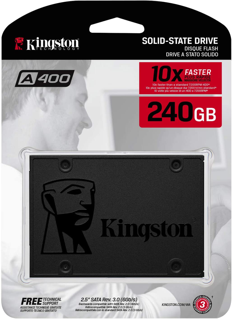 Kingston 240GB A400 SATA 3 2.5" Internal SSD SA400S37/240G - HDD Replacement for Increase Performance