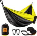Puroma Camping Hammock Single & Double Portable Hammock Ultralight Nylon Parachute Hammocks with 2 Hanging Straps for Backpacking, Travel, Beach, Camping, Hiking, Backyard Home & Garden > Lawn & Garden > Outdoor Living > Hammocks Puroma Black & Light Yellow Large 
