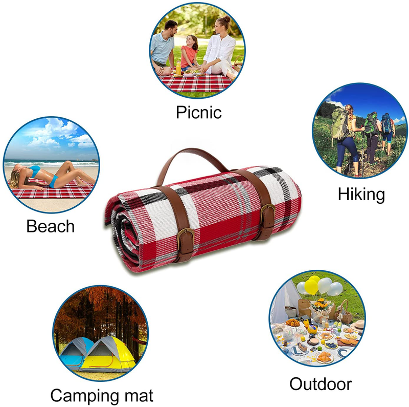 TenkBuff Outdoor Picnic Blanket,59''x79'' Large Size Waterproof and Sandproof Beach Mat for 4-7 People,3 Layered Foldable Mat for Beach,Park,Camping, Hiking, Travel, Festival(Red(Thickened)) Home & Garden > Lawn & Garden > Outdoor Living > Outdoor Blankets > Picnic Blankets TenkBuff   