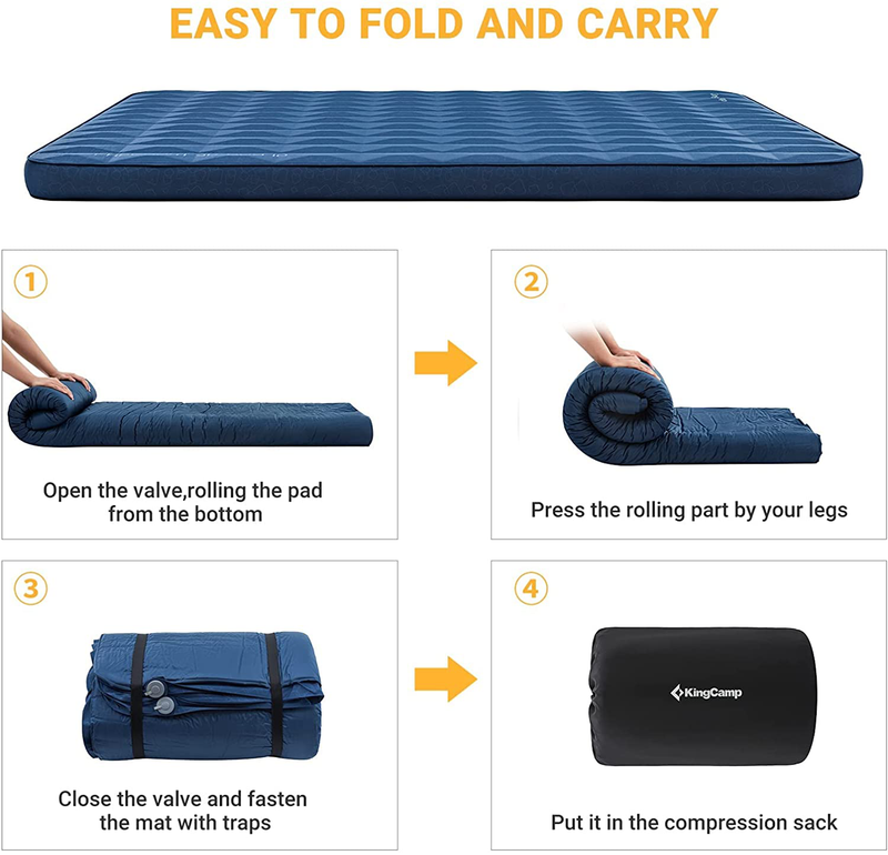 Kingcamp 3D Self-Inflating Camping Pad for Camping Thick 3.94 Inch Camping Mat with 30D Polyester Camping Mattress for Tent. (2Person) Sporting Goods > Outdoor Recreation > Camping & Hiking > Camp Furniture KM2102   