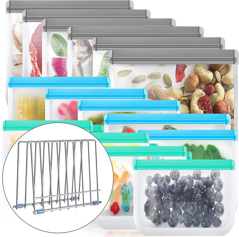 Reusable Storage Bags,16 Pack BPA Free Reusable Freezer Bags (5 Reusable Sandwich Bags, 5 Reusable Snack Bags, 6 Reusable Gallon Bags), Leakproof Reusable Silicone Food Bags Home & Garden > Kitchen & Dining > Food Storage WONDAY 16 Pack - 6 Gallon 5 Sandwich 5 Snack  