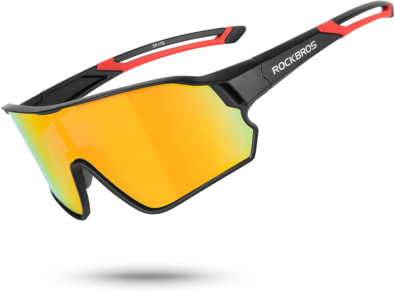 ROCKBROS Polarized Sunglasses for Men Women UV Protection Cycling Sunglasses Sporting Goods > Outdoor Recreation > Cycling > Cycling Apparel & Accessories ROCK BROS Black Red  