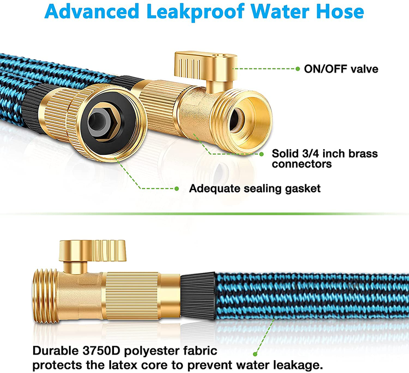 Toolasin Expandable Garden Hose 50ft with 10 Function Spray Nozzle, Leakproof Flexible Water Hose Design with Solid Brass Connectors, Retractable Hose Expands 3 Times, Easy Storage and Usage
