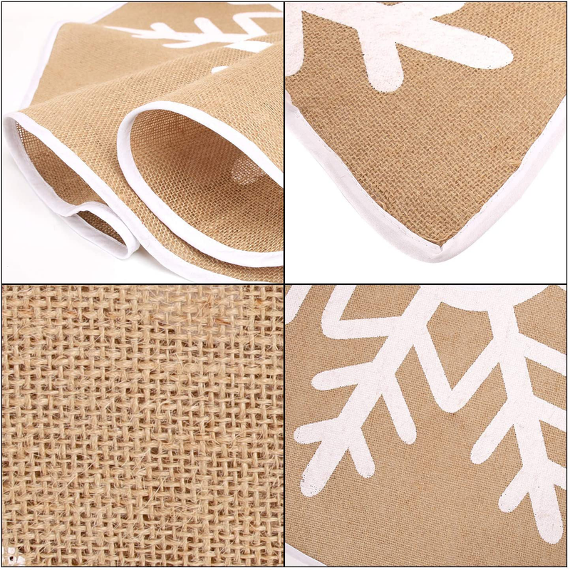 MACTING Christmas Tree Skirt, 30 Inches Burlap White Large Snowflake Countryside Tree Skirt, for Holiday Xmas Decorations Indoor Outdoor