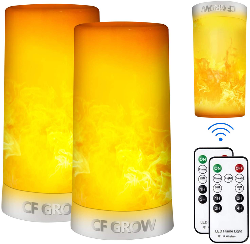 Flame Effect Light,USB Rechargeable Flame Candle Waterproof Dimmable 4 Modes Lantern,Flicking Outdoor Flame Lamp with Gravity Sensing Effect&Magnetic Base (Green flame-2PCS) Home & Garden > Decor > Home Fragrances > Candles CFGROW Orange Flame-2pcs  