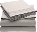 Mellanni Queen Sheet Set - Hotel Luxury 1800 Bedding Sheets & Pillowcases - Extra Soft Cooling Bed Sheets - Deep Pocket up to 16 inch Mattress - Wrinkle, Fade, Stain Resistant - 4 Piece (Queen, White) Home & Garden > Linens & Bedding > Bedding Mellanni Light Gray Twin XL 