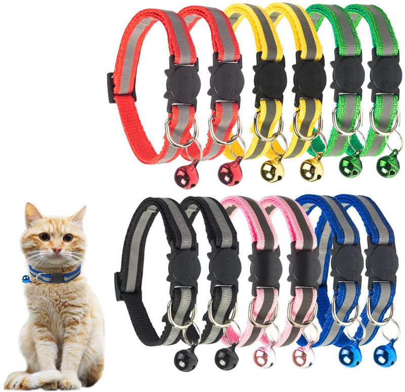 TCBOYING Breakaway Cat Collar with Bell, Mixed Colors Reflective Cat Collars - Ideal Size Pet Collars for Cats or Small Dogs Animals & Pet Supplies > Pet Supplies > Cat Supplies > Cat Apparel TCBOYING 12 Color  