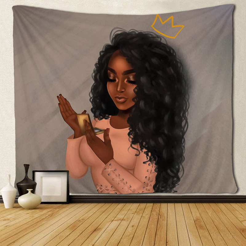 SARA NELL Black Art Tapestry Wall Tapestry Beautiful Afro African Woman African American Women With Queen Crown Make Up Wall Hanging Tapestries for Living Room Bedroom Dorm Decor 60x80 Ins Home & Garden > Decor > Artwork > Decorative Tapestries SARA NELL beautiful afro african woman african american 60x80 inches 