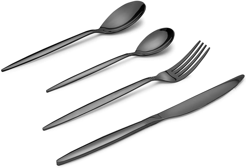 SANTUO 30 Piece Silverware Set for 6, Dinning Stainless Steel Flatware Set, 30pcs Lunch Tableware Cutlery Set, Dinner Mirror Polished Utensils, Include Knife Fork Spoon for Home (Black Titanium) Home & Garden > Kitchen & Dining > Tableware > Flatware > Flatware Sets SANTUO Black titanium 24-Piece 