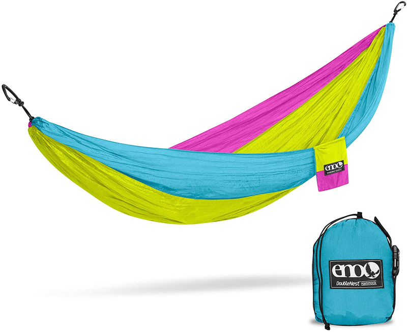 ENO, Eagles Nest Outfitters DoubleNest Lightweight Camping Hammock, 1 to 2 Person, Seafoam/Grey Home & Garden > Lawn & Garden > Outdoor Living > Hammocks ENO Retro-tri Color Standard Packaging 