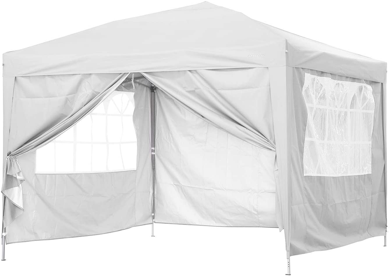 OVASTLKUY 10 x 10 ft Outdoor Pop-Up Canopy Tent Gazebo Heavy Duty Party Wedding Event Tent (with Side Wall, Red) Home & Garden > Lawn & Garden > Outdoor Living > Outdoor Structures > Canopies & Gazebos OVASTLKUY White with side wall 