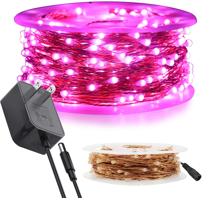 RUICHEN Fairy Lights Plug In, 66 Ft 200 LED Starry String Lights with Spool, Waterproof Copper Wire Decorative Lights for Christmas, Valentine'S Day, Girls Room, Wedding, Party (Pink) Home & Garden > Lighting > Light Ropes & Strings RUICHEN 99Ft 300LED  