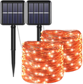 Red Solar Christmas String Lights Outdoor Waterproof 100 LED（2 Pack） 8 Modes Copper String Lights Fairy Lights for Valentine'S Day, Garden, Patio, Fence, Balcony, Outdoors(Red 2Pcs)