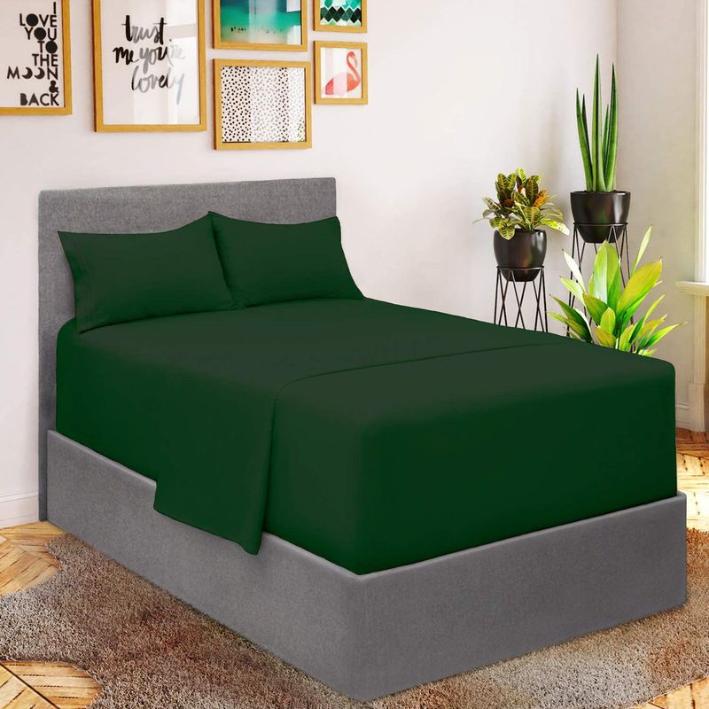 Mellanni Queen Sheet Set - Hotel Luxury 1800 Bedding Sheets & Pillowcases - Extra Soft Cooling Bed Sheets - Deep Pocket up to 16 inch Mattress - Wrinkle, Fade, Stain Resistant - 4 Piece (Queen, White) Home & Garden > Linens & Bedding > Bedding Mellanni Emerald Green EXTRA DEEP pocket - Twin size 