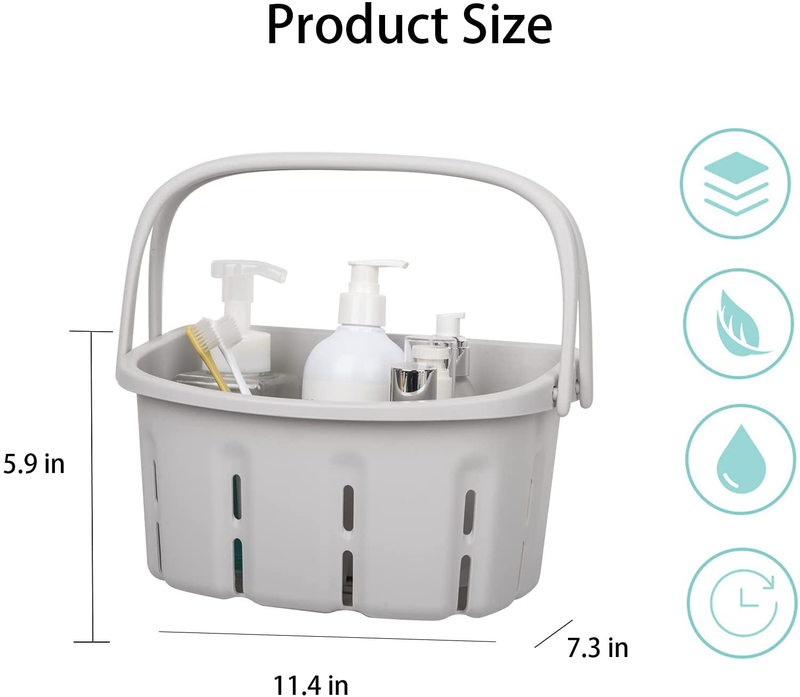 Portable Shower Caddy Basket Tote, Plastic Storage Basket with Handles Organizer Bins for Kitchen Bathroom College Dorm (Grey) Sporting Goods > Outdoor Recreation > Camping & Hiking > Portable Toilets & Showers UUJOLY   