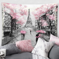 Riyidecor Pink Paris Eiffel Tower Tapestry for Living Room Wall Decor 51Hx59W Inch Paris Theme Backdrop Wall Hanging for Girls Women Vintage Romantic French Scenery Lover Couple Home Bedroom WW-PAVT Home & Garden > Decor > Artwork > Decorative Tapestries Riyidecor Pink black 59Wx51L 