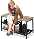 Haddockway Highquality 3-Tier Shoe Rack Bench Entryway Shoe Bench Industrial Shoe Storage Organizer with Boots Shelf for Hallway, Living Room, Closet, Black Oak, 31.5"L X 11.8"W X 16.1"H Furniture > Cabinets & Storage > Armoires & Wardrobes Haddockway Black Oak  