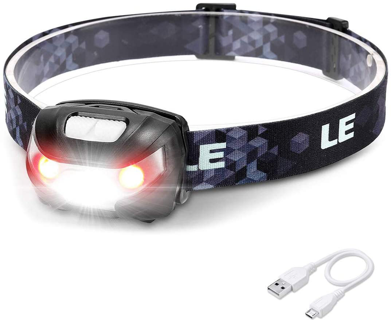 LE LED Headlamp Rechargeable, Super Bright, 5 Modes, IPX4 Waterproof, Adjustable and Comfortable Headlamp Flashlights for Adults and Kids, 2 Pack Hardware > Tools > Flashlights & Headlamps > Flashlights Lighting EVER 1  